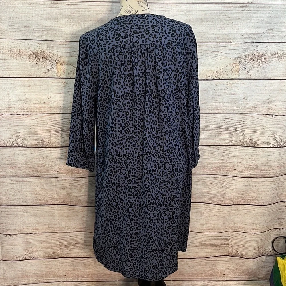 BeachLunchLounge Riley Dress Blue Leopard Animal Print NWT Belt Size Large